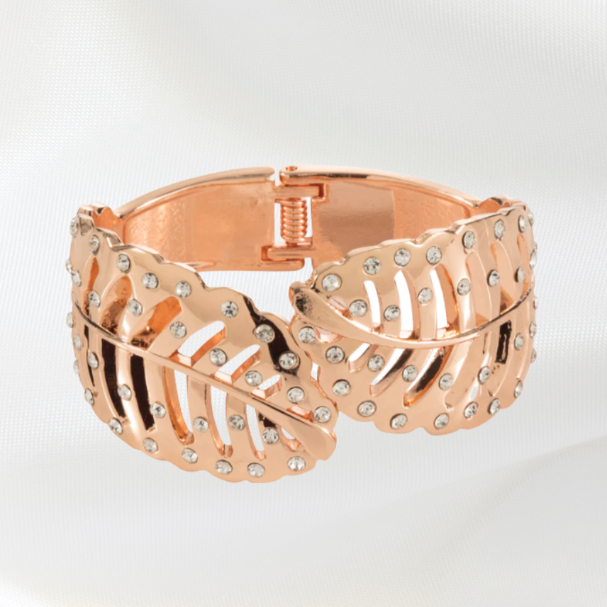 Snap on Leaves Bangle and Jewels in Rose Gold