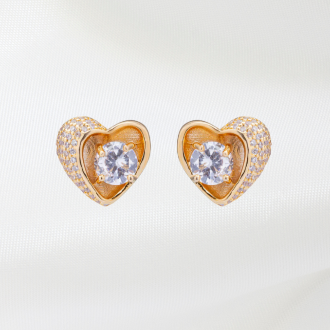 Heart Sparkle Stud Earrings