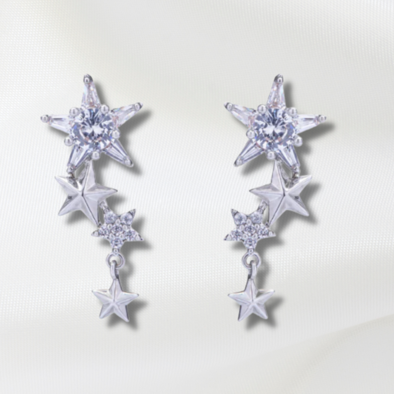 Cubic Zirconia Star Stud Earrings