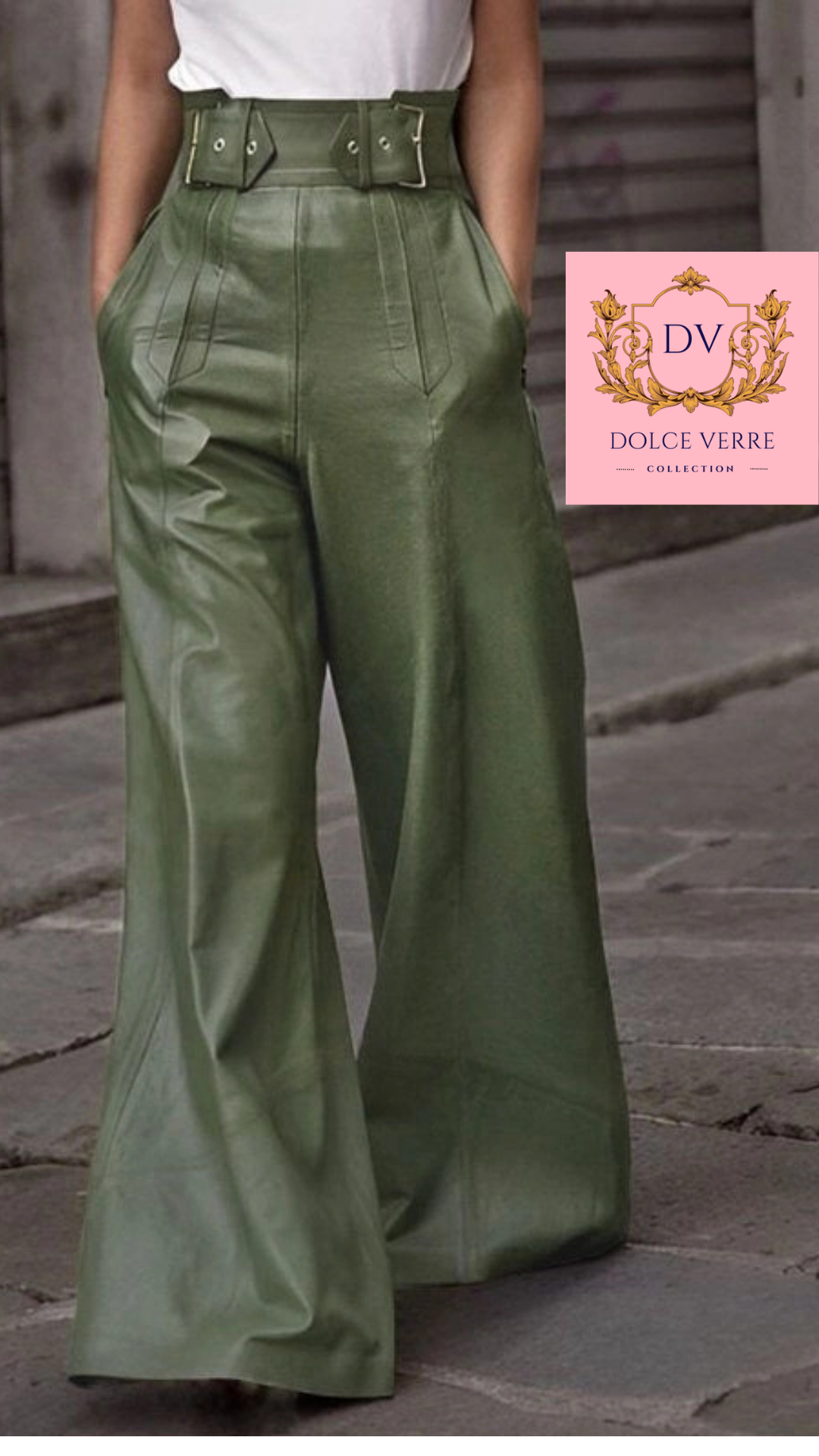 Faux Leather Pants in Green
