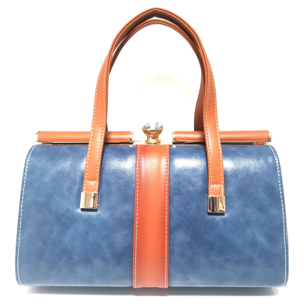 Two-toned Diamante Clasp Opening Top Bag