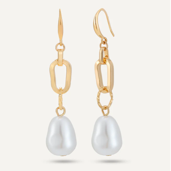 Pearl & Chain Drop Earrrings