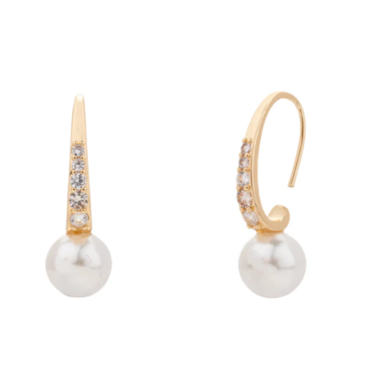 Crystal Zirconia Pearl Hook Earrings