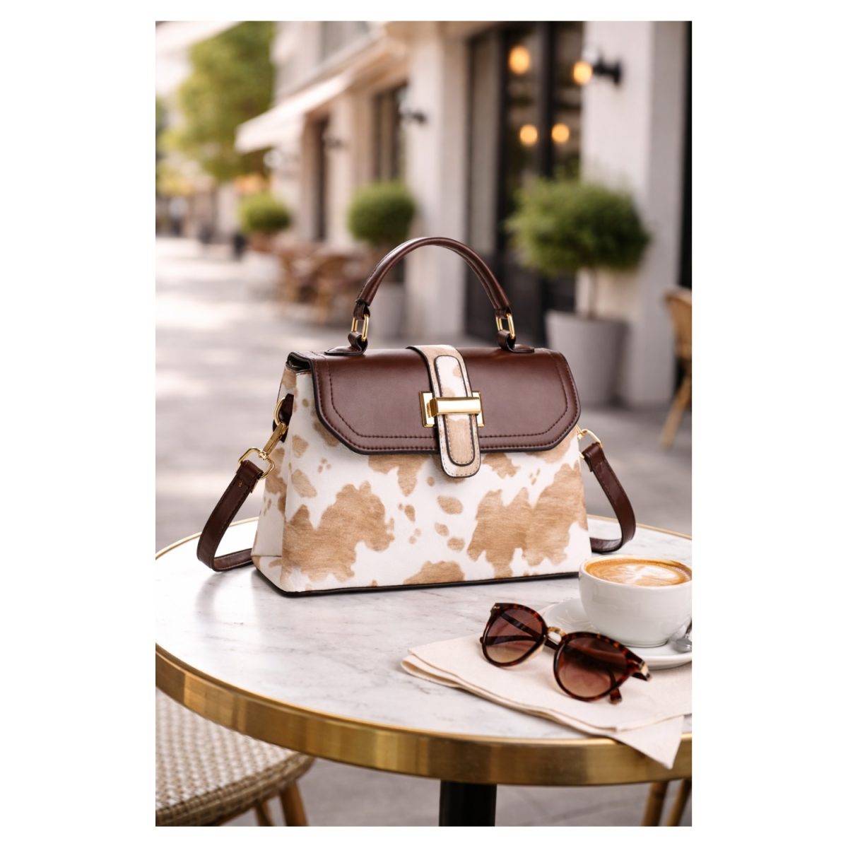 Charming Cow Print Box Bag